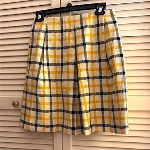 Trussardi Jeans Italian Designer Plaid Yellow Black Skirt NWT Size 40